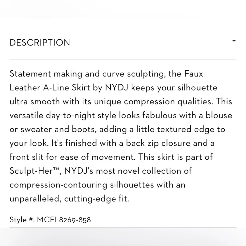 SCULPT*HER by NYDJ Faux Leather A Line Skirt - Picture 6 of 15